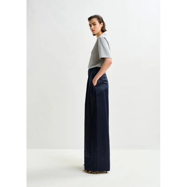 Essentiel Antwerp Grey and silver cotton T-shirt with metallic pearl-style embellishments Top, view 5