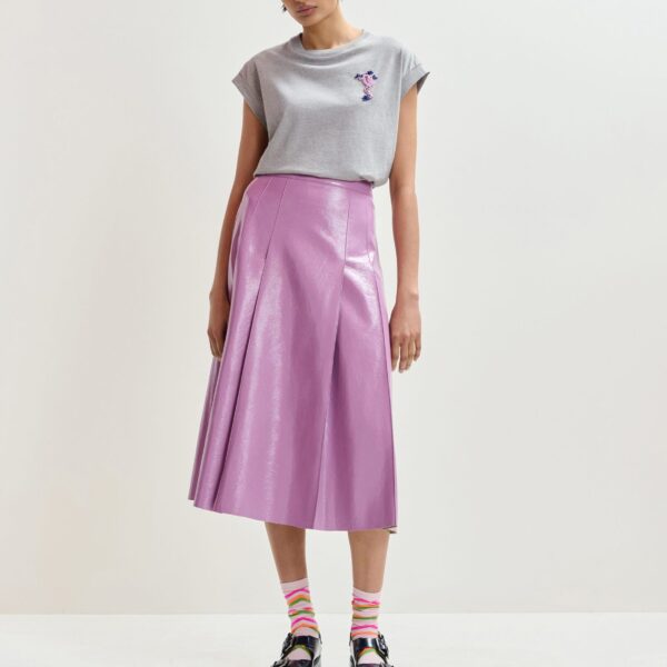 Essentiel Antwerp Grey cotton T-shirt with bead embroidery - Essentiel Antwerp Shirts - Colorful Belgian Design - Shop at Coveti