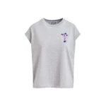 Essentiel Antwerp Grey cotton T-shirt with bead embroidery - Essentiel Antwerp Shirts - Colorful Belgian Design - Shop at Coveti