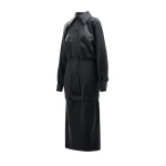 Essentiel Antwerp Grey draped-back tailored dress with belted waist - Essentiel Antwerp Dresses - Colorful Belgian Design - Shop at Coveti