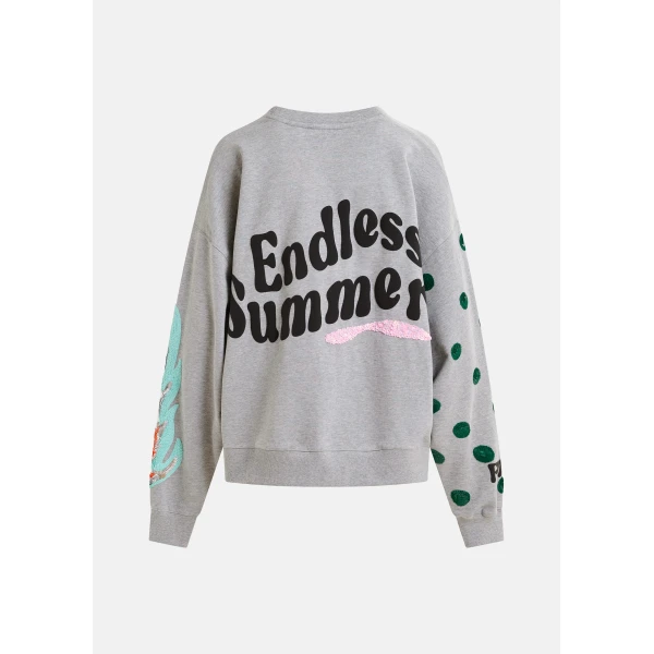 Essentiel Antwerp Grey, pink and black cotton sweatshirt with sequin embellishments Top, view 2