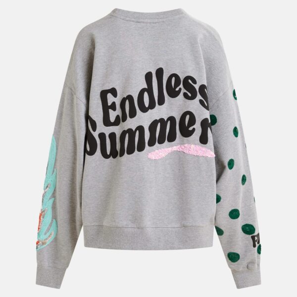 pink and black cotton sweatshirt with sequin embellishments - Essentiel Antwerp Shirts - Colorful Belgian Design - Shop at Coveti
