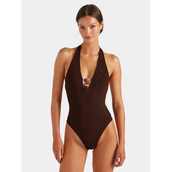 Hunza G Adriana Beaded Swim
Metallic Chocolate, view 2