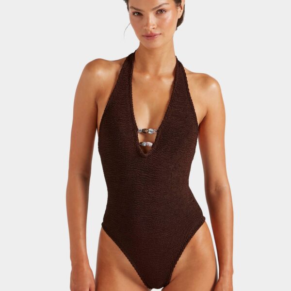Metallic Chocolate - Hunza G Crinkle Swimwear - One Size - Shop at Coveti