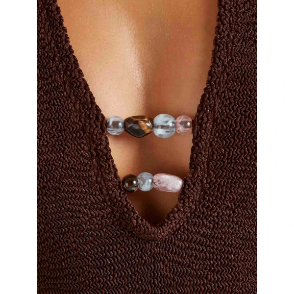 Hunza G Adriana Beaded Swim
Metallic Chocolate, view 5