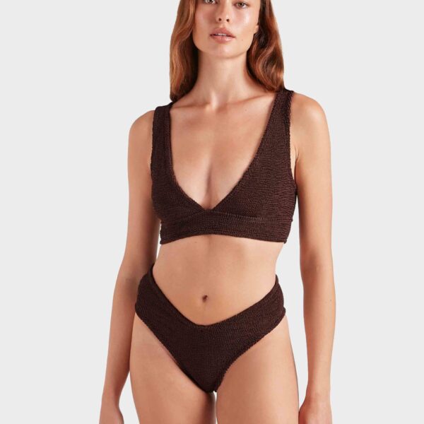 Metallic Chocolate - Hunza G Crinkle Swimwear - One Size - Shop at Coveti