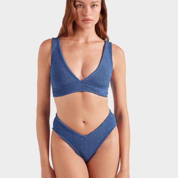 Metallic Denim - Hunza G Crinkle Swimwear - One Size - Shop at Coveti