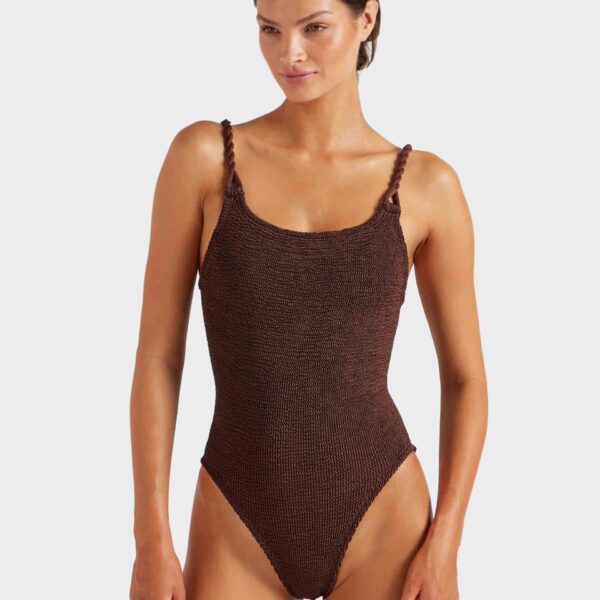 Metallic Chocolate - Hunza G Crinkle Swimwear - One Size - Shop at Coveti
