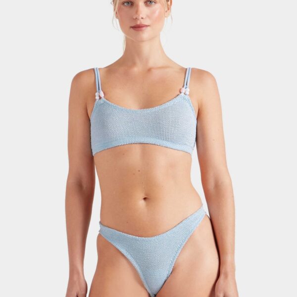 Metallic Ice Blue - Hunza G Crinkle Swimwear - One Size - Shop at Coveti