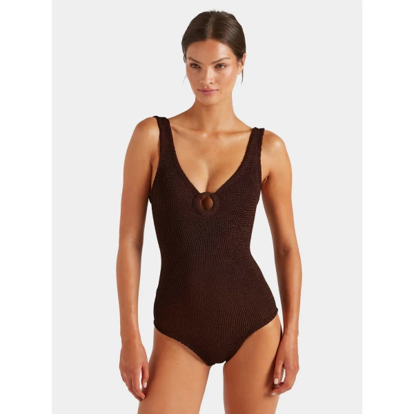 Hunza G Coverage Celine Swim With Tonal Hoops
Metallic Chocolate, view 2