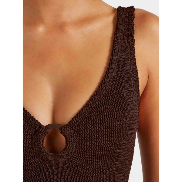 Hunza G Coverage Celine Swim With Tonal Hoops
Metallic Chocolate, view 4