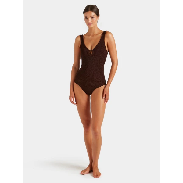 Hunza G Coverage Celine Swim With Tonal Hoops
Metallic Chocolate, view 6