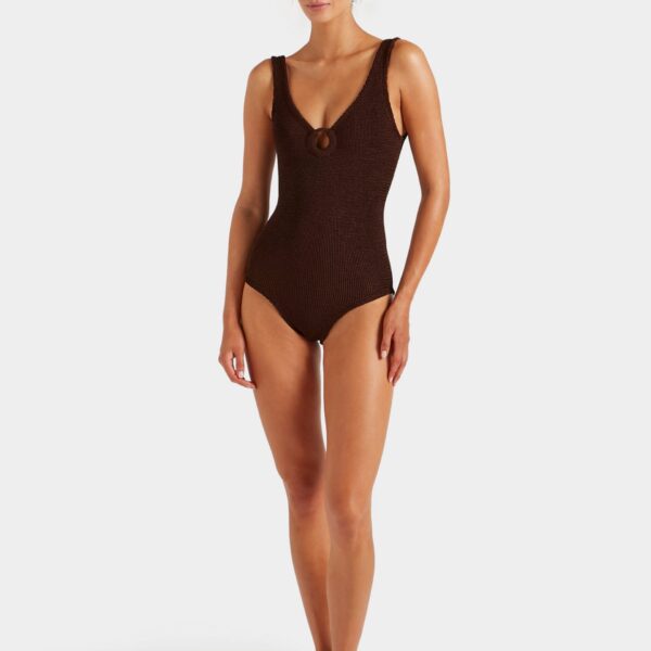 Metallic Chocolate - Hunza G Crinkle Swimwear - One Size - Shop at Coveti