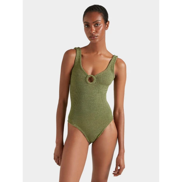 Hunza G Coverage Celine Swim With Tonal Hoops
Metallic Moss, view 2