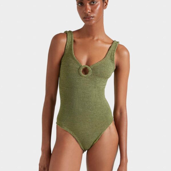 Metallic Moss - Hunza G Crinkle Swimwear - One Size - Shop at Coveti