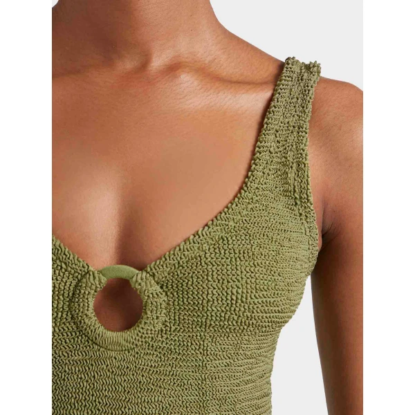 Hunza G Coverage Celine Swim With Tonal Hoops
Metallic Moss, view 4