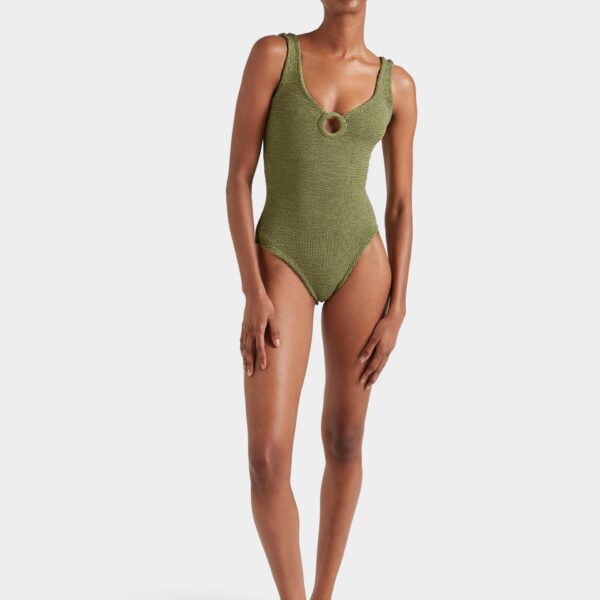 Metallic Moss - Hunza G Crinkle Swimwear - One Size - Shop at Coveti
