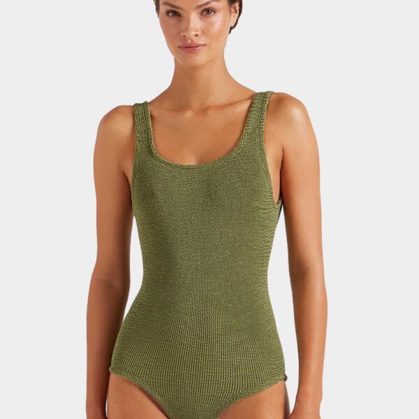 Metallic Moss - Hunza G Crinkle Swimwear - One Size - Shop at Coveti