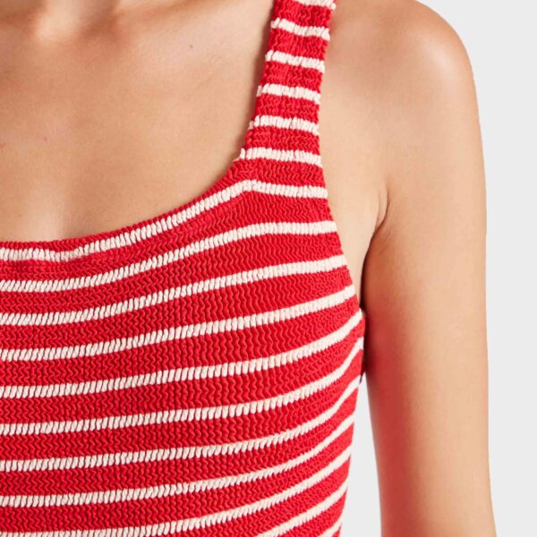 Red/White Stripe - Hunza G Crinkle Swimwear - One Size - Shop at Coveti
