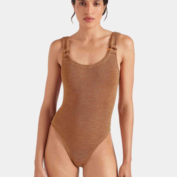 Metallic Cocoa - Hunza G Crinkle Swimwear - One Size - Shop at Coveti