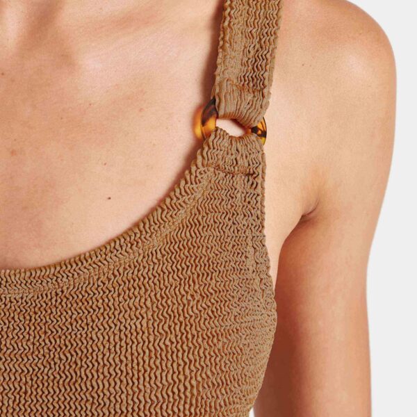 Metallic Cocoa - Hunza G Crinkle Swimwear - One Size - Shop at Coveti