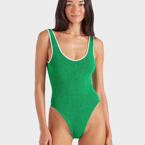 Emerald/White - Hunza G Crinkle Swimwear - One Size - Shop at Coveti