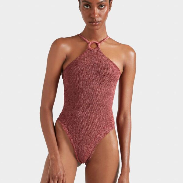 Metallic Rosewood - Hunza G Crinkle Swimwear - One Size - Shop at Coveti