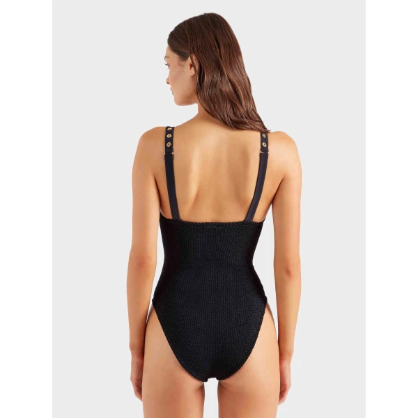 Hunza G Melody Eyelet Swim
Black/Gold, view 3