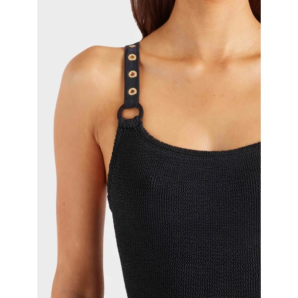 Hunza G Melody Eyelet Swim
Black/Gold, view 4