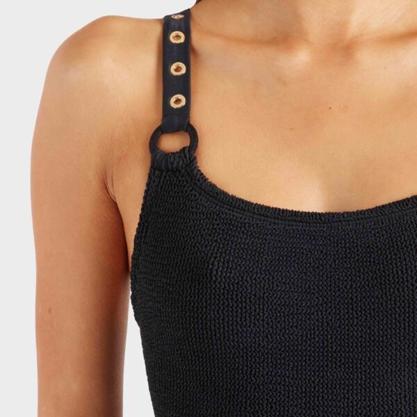 Black/Gold - Hunza G Crinkle Swimwear - One Size - Shop at Coveti