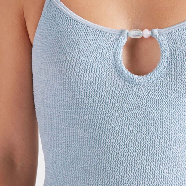 Metallic Ice Blue - Hunza G Crinkle Swimwear - One Size - Shop at Coveti