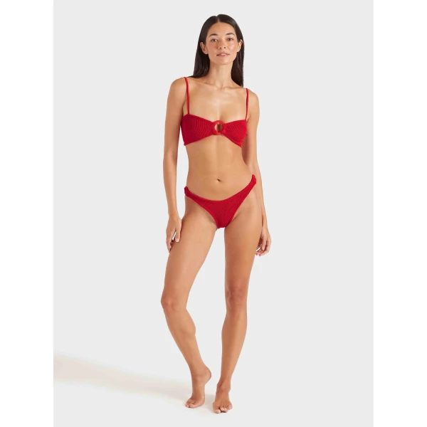 Hunza G Misty Bikini With Tonal Hoops
Red, view 6
