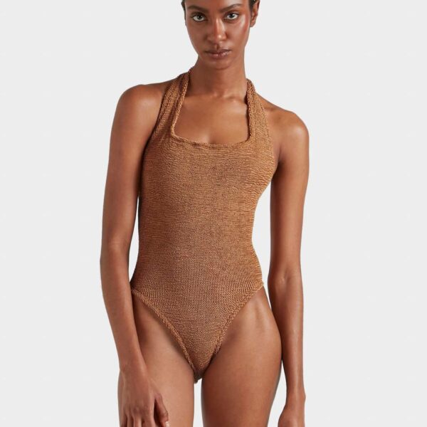 Metallic Cocoa - Hunza G Crinkle Swimwear - One Size - Shop at Coveti
