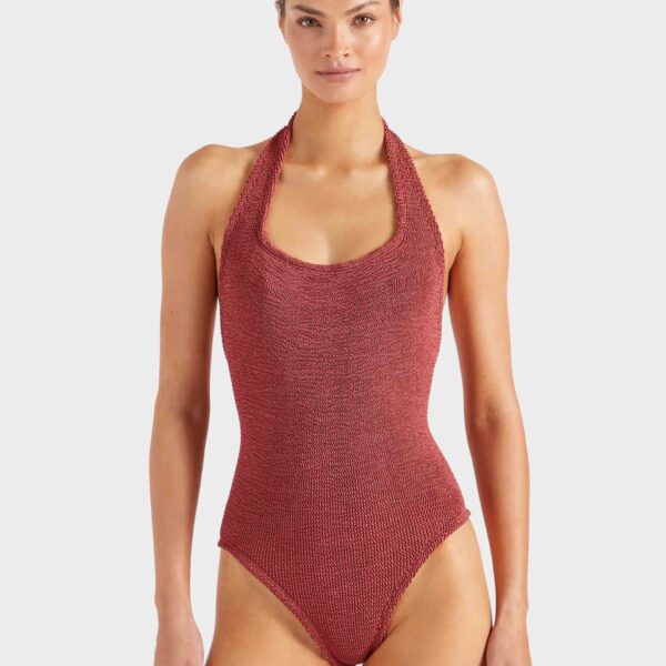 Metallic Rosewood - Hunza G Crinkle Swimwear - One Size - Shop at Coveti
