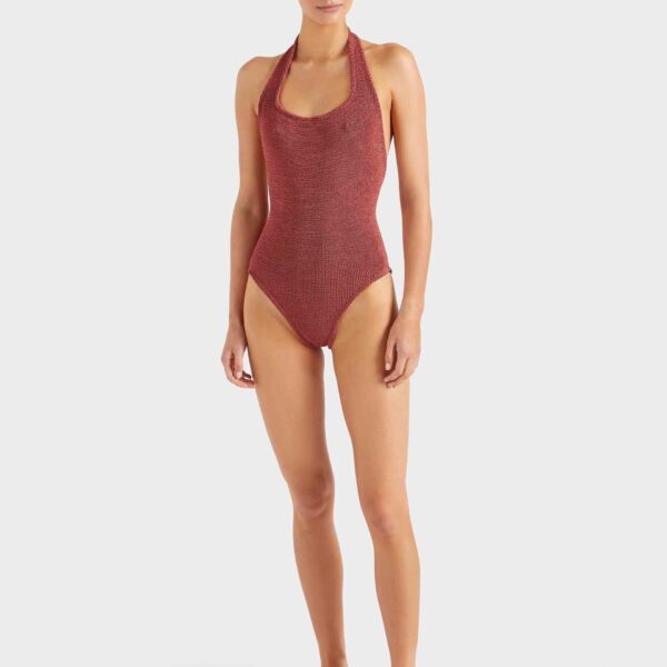 Metallic Rosewood - Hunza G Crinkle Swimwear - One Size - Shop at Coveti