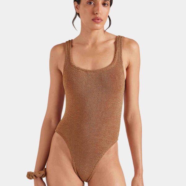 Metallic Cocoa - Hunza G Crinkle Swimwear - One Size - Shop at Coveti
