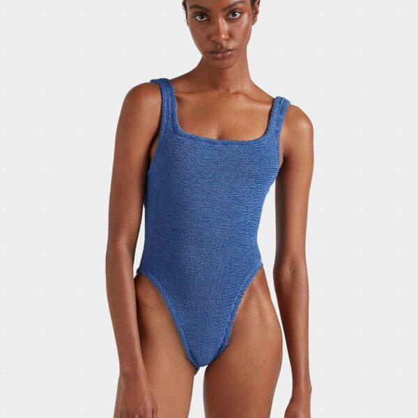 Metallic Denim - Hunza G Crinkle Swimwear - One Size - Shop at Coveti