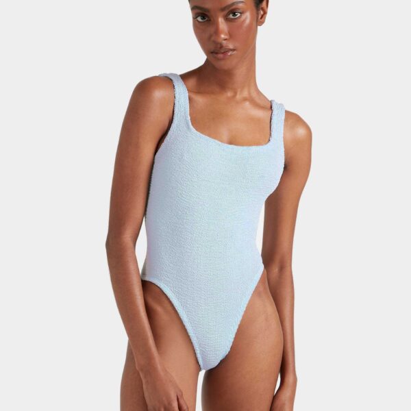 Metallic Ice Blue - Hunza G Crinkle Swimwear - One Size - Shop at Coveti