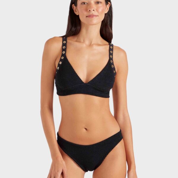 Black/Gold - Hunza G Crinkle Swimwear - One Size - Shop at Coveti