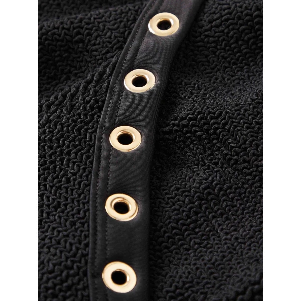 Hunza G Tessa Eyelet Bikini
Black/Gold, view 7