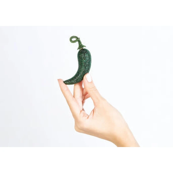 Judith Leiber Chili Pepper Pillbox Poblano - Judith Leiber Crystal Clutch - Luxury Evening Bag - Shop at Coveti