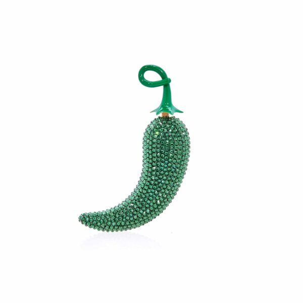 Judith Leiber Chili Pepper Pillbox Poblano - Judith Leiber Crystal Clutch - Luxury Evening Bag - Shop at Coveti