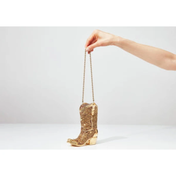 Judith Leiber Cowboy Boot Austin Brown - Judith Leiber Crystal Clutch - Luxury Evening Bag - Shop at Coveti