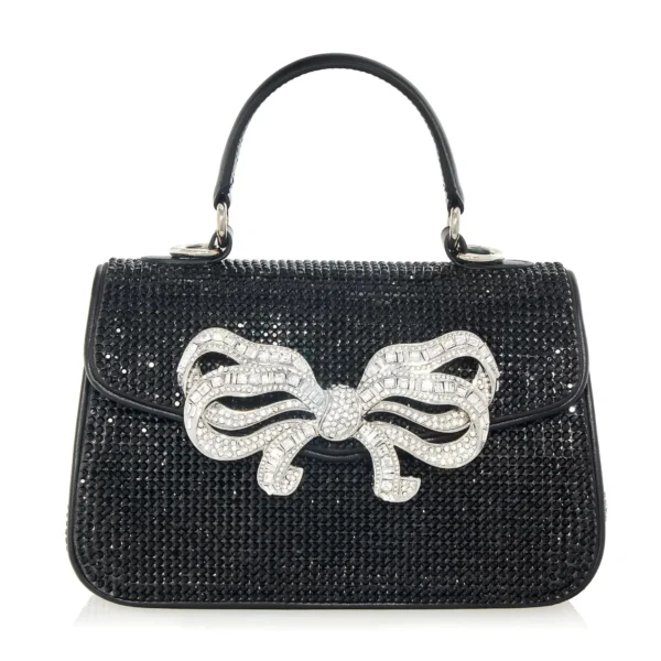 Judith Leiber Crystal Bow Top Handle Black - Judith Leiber Crystal Clutch - Luxury Evening Bag - Shop at Coveti