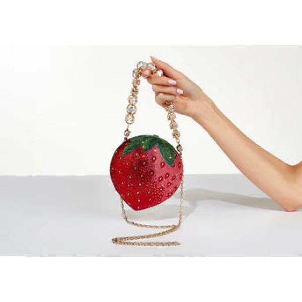 Judith Leiber Designer Strawberry Handbag - Judith Leiber Crystal Clutch - Luxury Evening Bag - Shop at Coveti