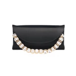 Judith Leiber Envelope Taylor Satin Black - Judith Leiber Crystal Clutch - Luxury Evening Bag - Shop at Coveti