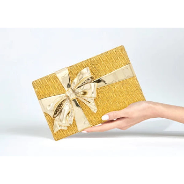 Judith Leiber Gift Box Surprise Gold - Judith Leiber Crystal Clutch - Luxury Evening Bag - Shop at Coveti