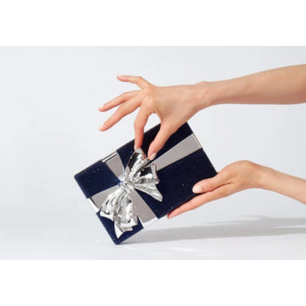Judith Leiber Gift Box Surprise Navy - Judith Leiber Crystal Clutch - Luxury Evening Bag - Shop at Coveti