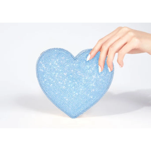 Judith Leiber Heart Clutch Blue Designer Purse - Judith Leiber Crystal Clutch - Luxury Evening Bag - Shop at Coveti