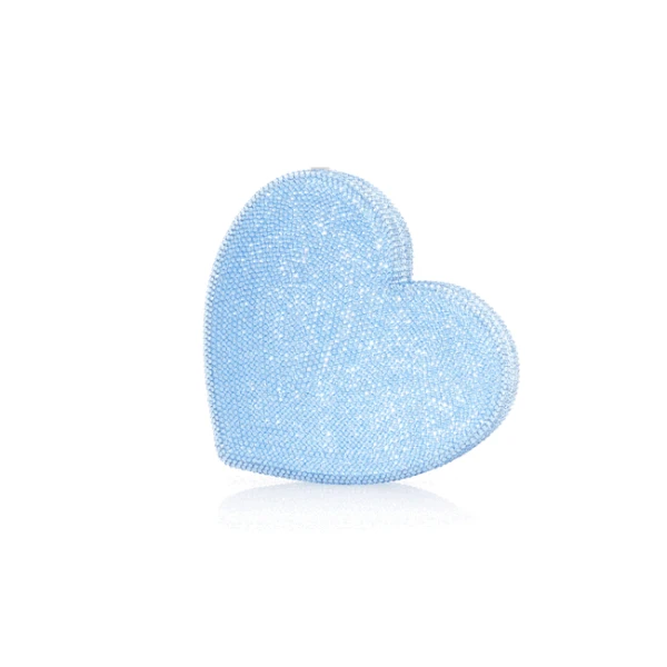 Judith Leiber Heart Clutch Blue Designer Purse - Judith Leiber Crystal Clutch - Luxury Evening Bag - Shop at Coveti